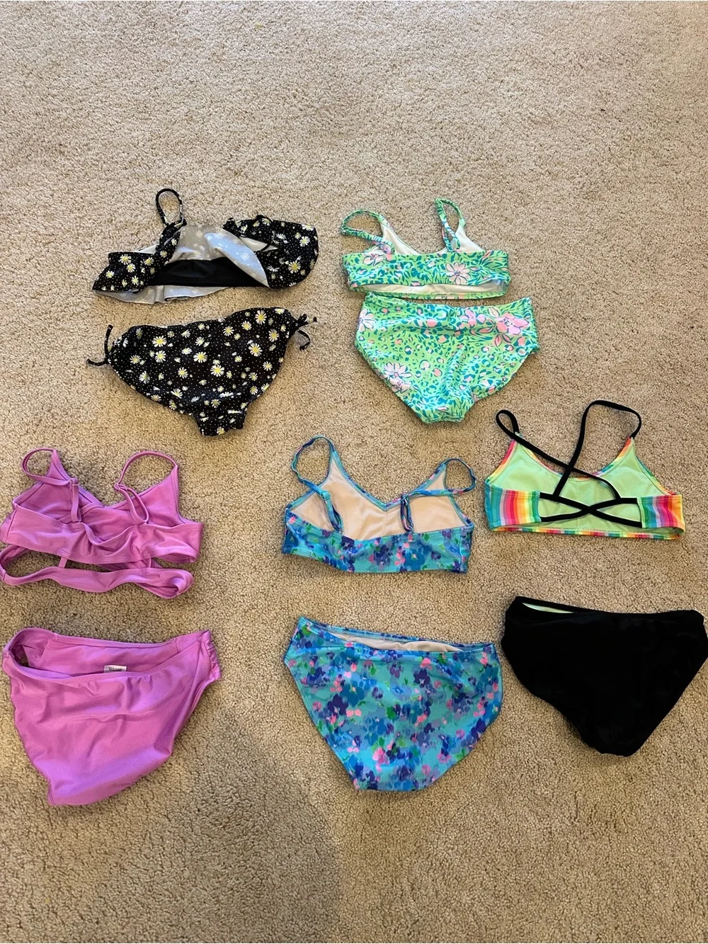 art class Kids Bikini Set Assorted Colors - Black, Green, Pink, Blue, Rainbow